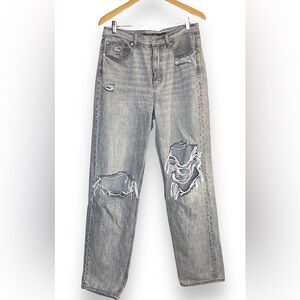 American Eagle gray destroyed jeans
